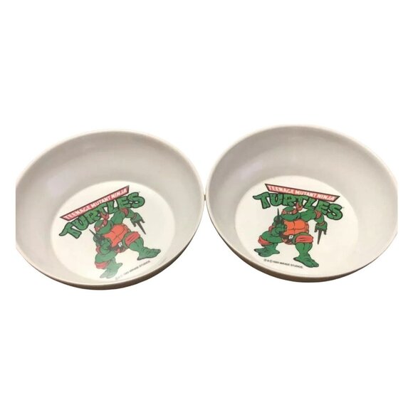 Vintage Teenage Mutant Ninja Turtles Plastic Bowls Lot Of 2 1989 Peter Pan Inc. - Picture 1 of 5